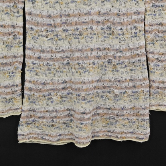 ANTHROPOLOGIE Sweater Womens Size S Cream Stripe Linen Open Knit Scoop Neck MOTH - Picture 4 of 13